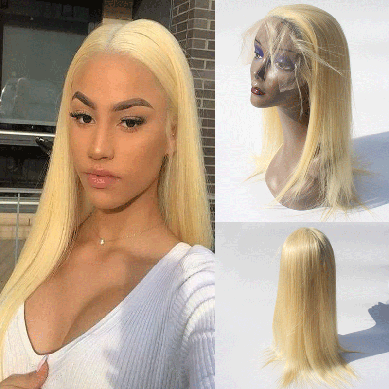 New Wig 6inch Frontal Long Parting Guleless 13x6 Lace Frontal Wig Blonde Straight Virgin Human 