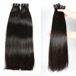 Double Drawn Virgin Remy hair bundle weft natural black color straight 1piece