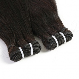 Double Drawn Virgin Remy hair bundle weft natural black color straight 1piece