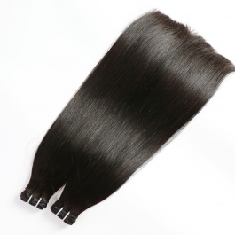 Double Drawn Virgin Remy hair bundle weft natural black color straight 1piece