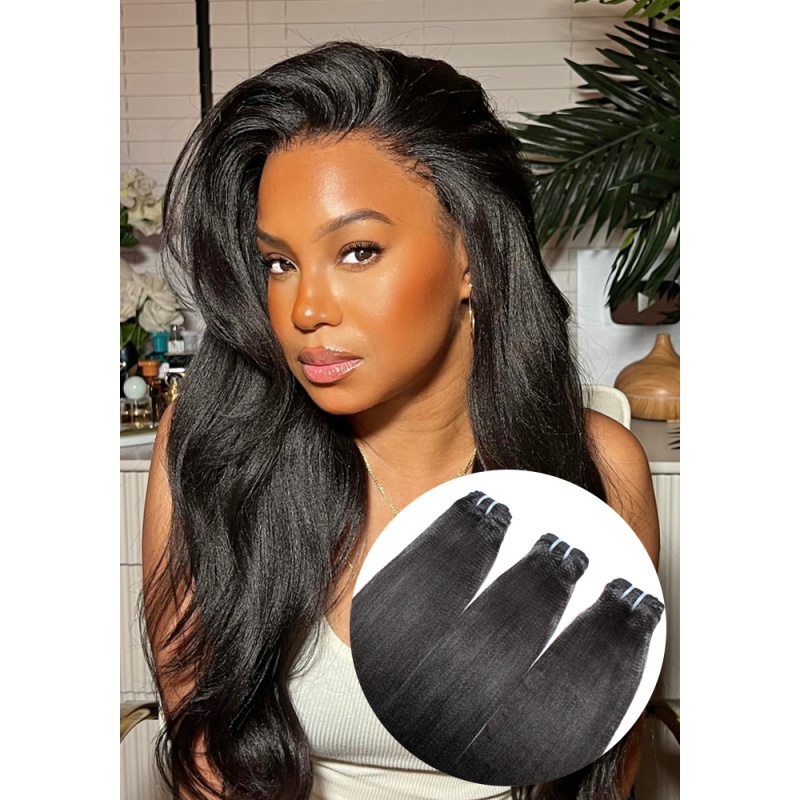 Elesis Virgin hair New Product Coarse Raw Yaki Straight  hair 3 bundles deal raw hair