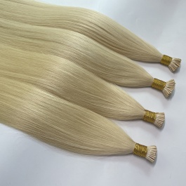 Elesis Virgin Hair double drawn raw hair I-tip straight hair color #613 blonde hairextensions 100grams