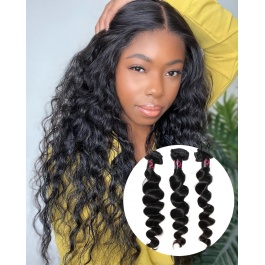 Elesis Virgin Hair Product Top grade Raw Hair Loose Deep Wavy 100% human hair weft 3 Bundles 300grams