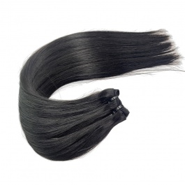 Double Drawn Virgin Remy hair bundle weft natural black color straight 1piece