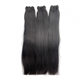 Double Drawn Virgin Remy hair bundle weft natural black color straight 1piece