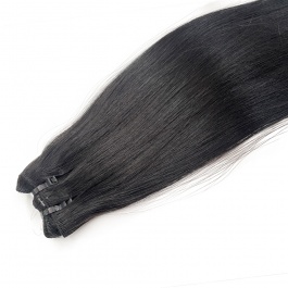 Double Drawn Virgin Remy hair bundle weft natural black color straight 1piece