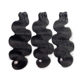 Double Drawn Virgin Remy hair weft natural black color Body Wave Full end bundle 1piece