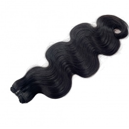 Double Drawn Virgin Remy hair weft natural black color Body Wave Full end bundle 1piece