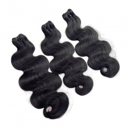 Double Drawn Virgin Remy hair weft natural black color Body Wave Full end bundle 1piece