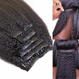 Hair Style Optional  Clipin set 120grams  with Small Seamless PU Hairextensions Virgin Remy Human Hair-Clip8